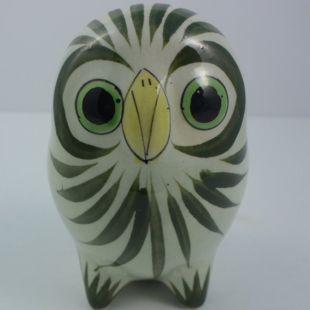Vintage Tonala Mexico Pottery 5" Owl Signed "CAT"